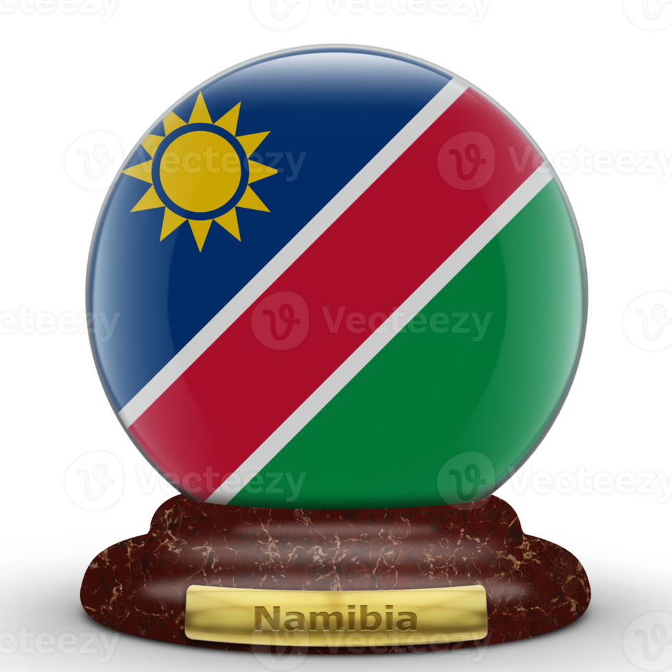 3D Flag of Namibia on a globe background. png