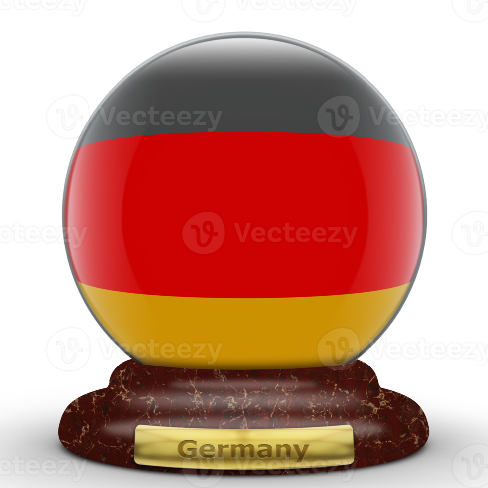 3D Flag of Germany on globe background. png
