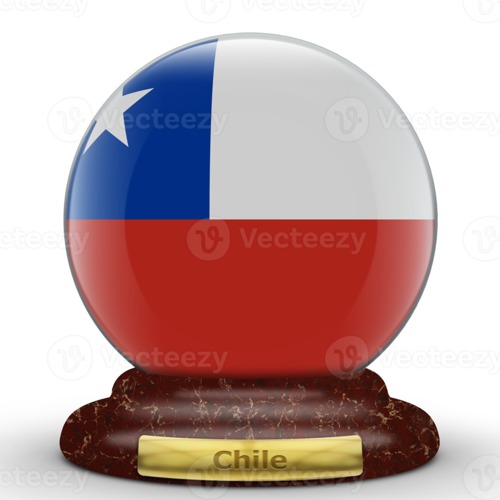 3D Flag of Chile on globe background. png