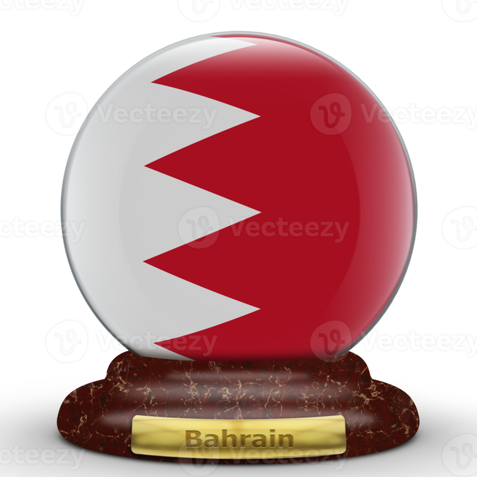 3D Flag of Bahrain on globe background. png