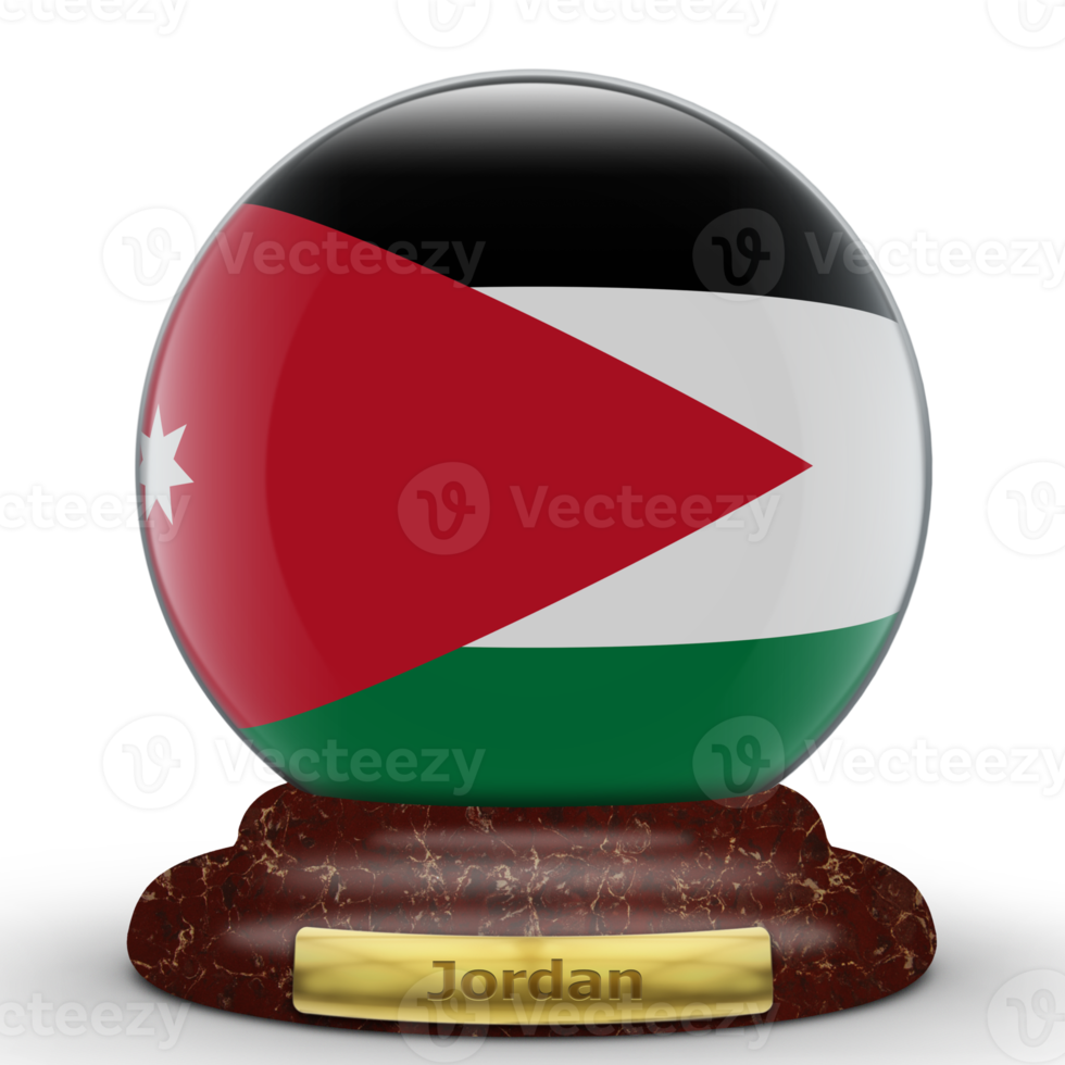 3D Flag of Jordan on globe background. png