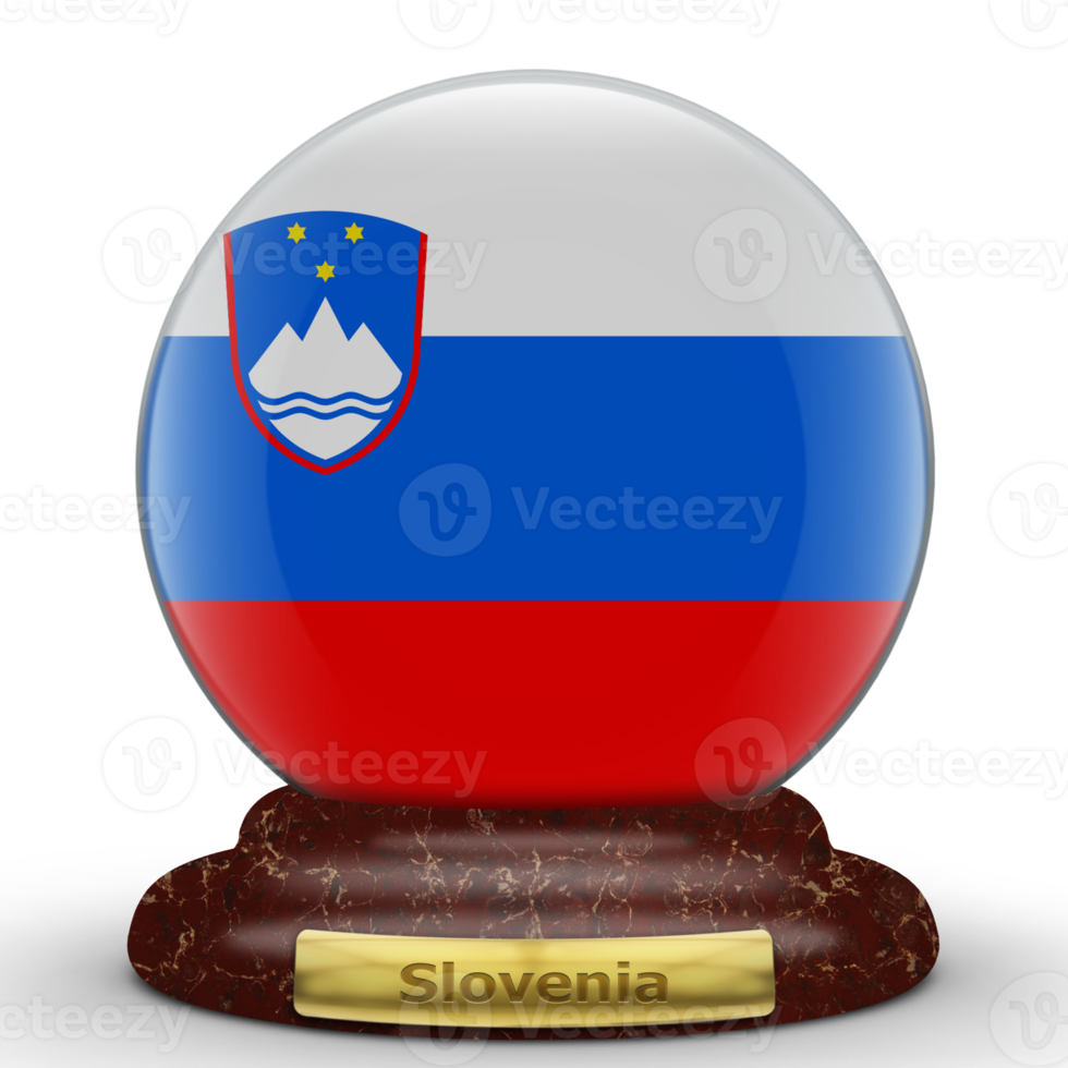 3D Flag of Slovenia on a globe background. png