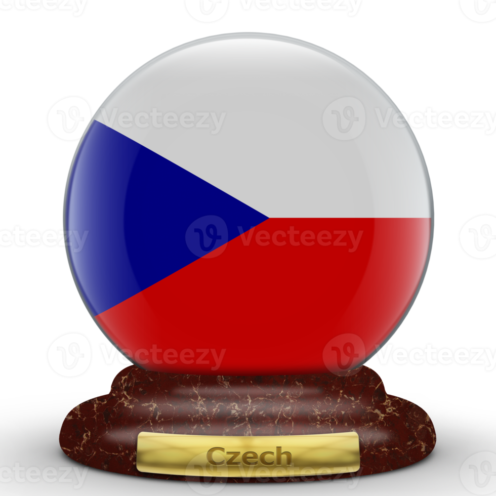 3D Flag of Czech on globe background. png