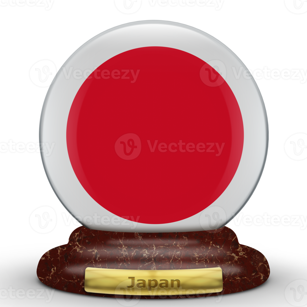 3D Flag of Japan on globe background. png