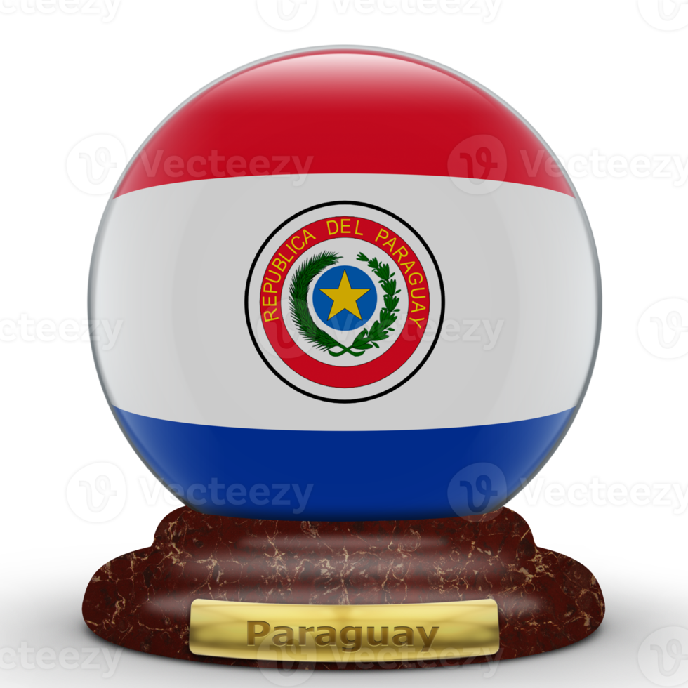 3d bandera de paraguay en el fondo del globo. png