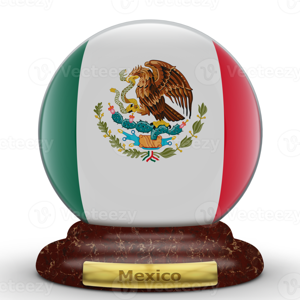 3D Flag of Mexico on globe background. png