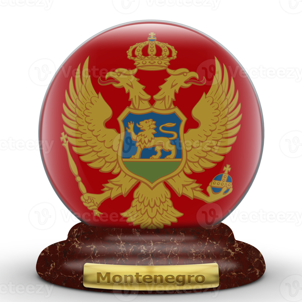 3d vlag van Montenegro Aan wereldbol achtergrond. png