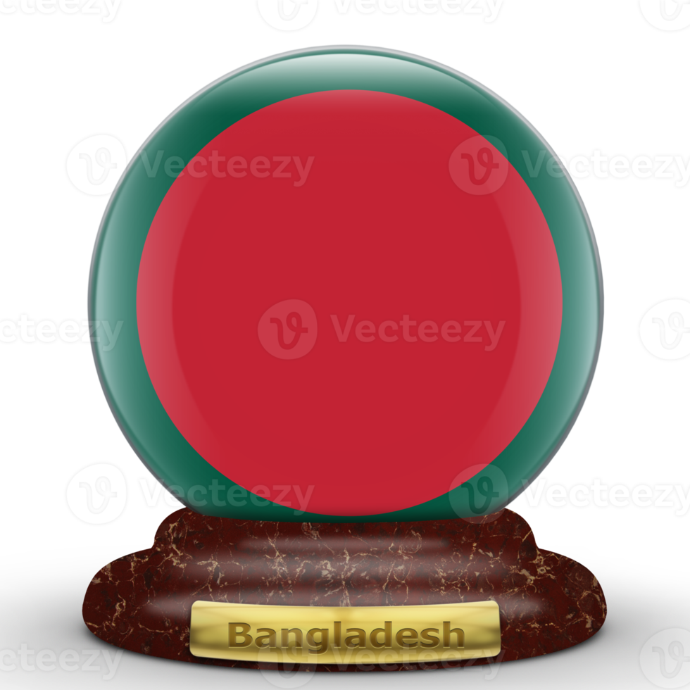 3D Flag of Bangladesh on globe background. png