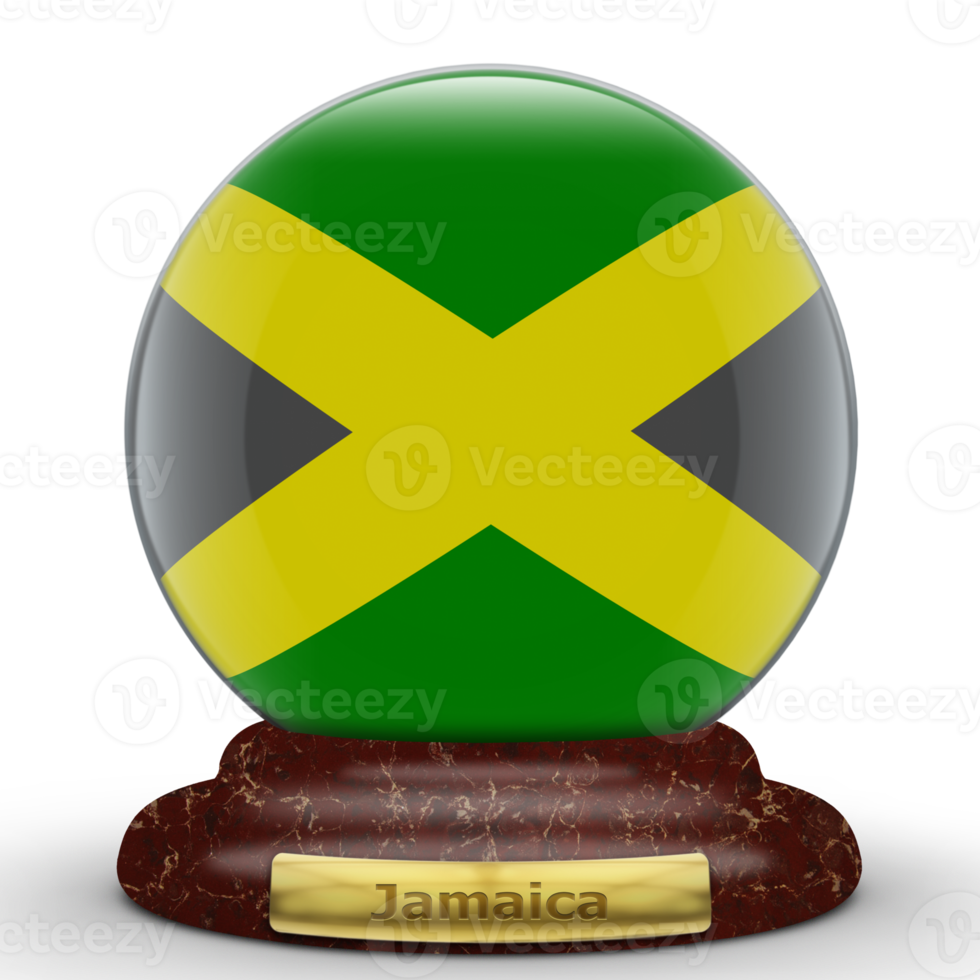 3D-Flagge von Jamaika auf Globushintergrund. png