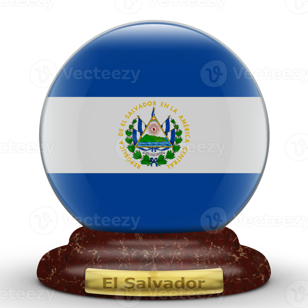 3D Flag of El Salvador on a globe background. png