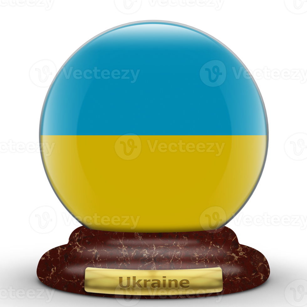 3D Flag of Ukraine on globe background. png