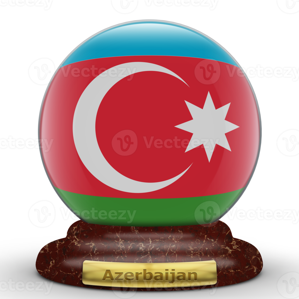 3d bandiera di azerbaijan su globo sfondo. png