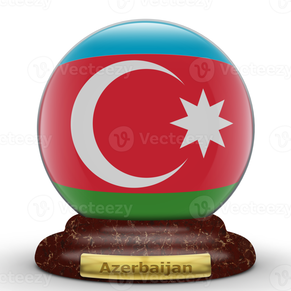 3D Flag of Azerbaijan on globe background. png