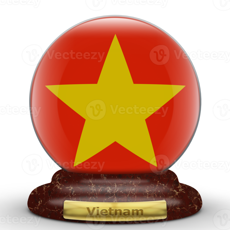 3D Flag of Vietnam on globe background. png