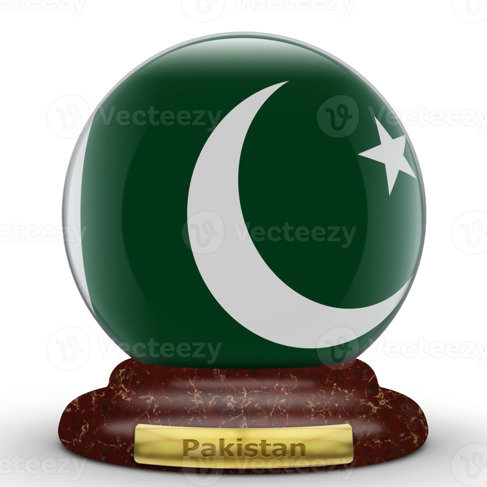 3D Flag of Pakistan on globe background. png