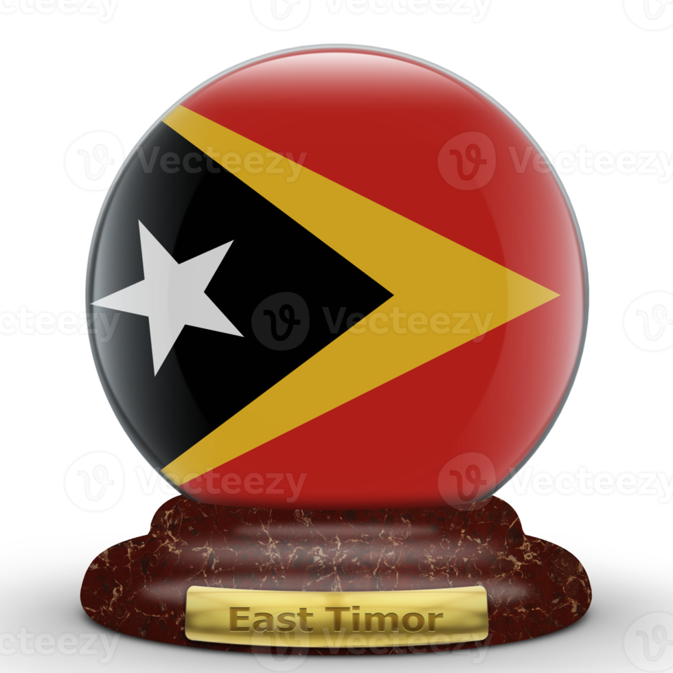 3D Flag of East Timor on a globe background. png