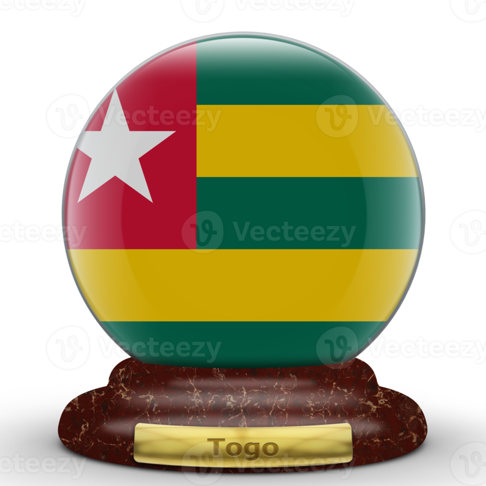3D Flag of Togo on a globe background. png