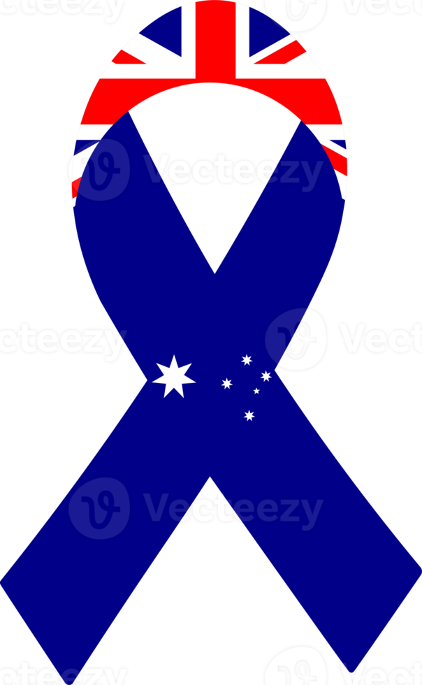 3D Flag of Australia on a fabric ribbon. png