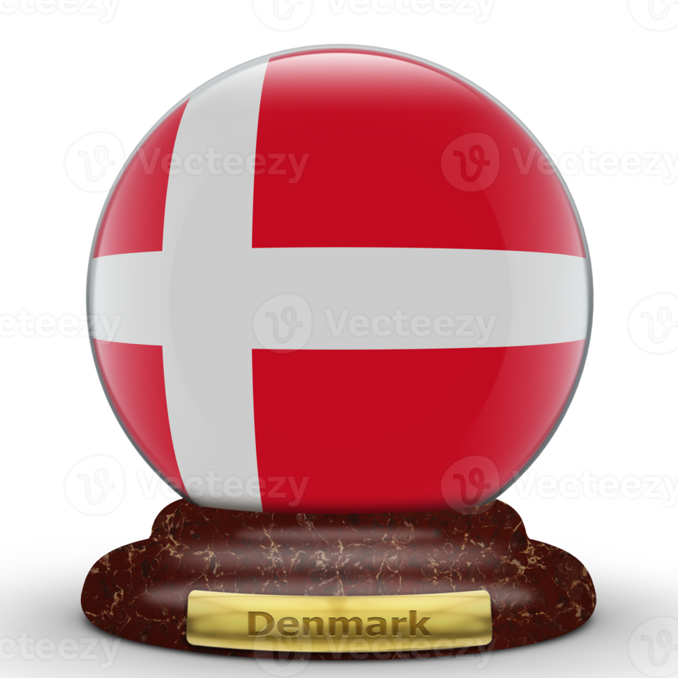 3D Flag of Denmark on globe background. png