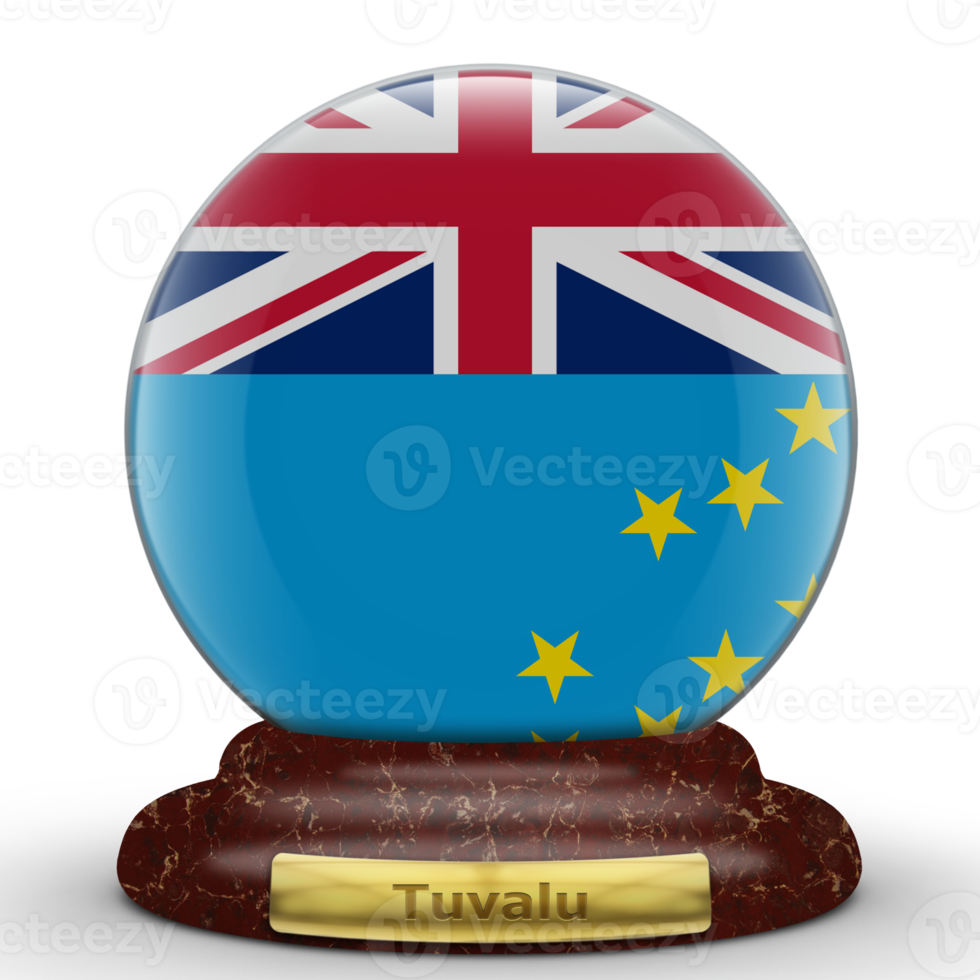 3D Flag of Tuvalu on a globe background. png