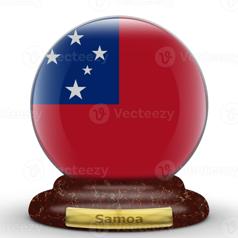 3D Flag of Samoa on a globe background. png