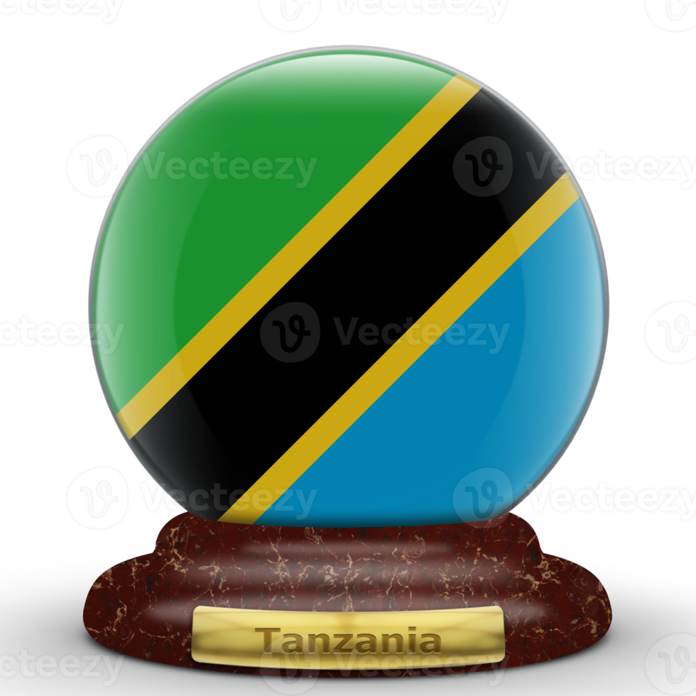 3D Flag of Tanzania on a globe background. png