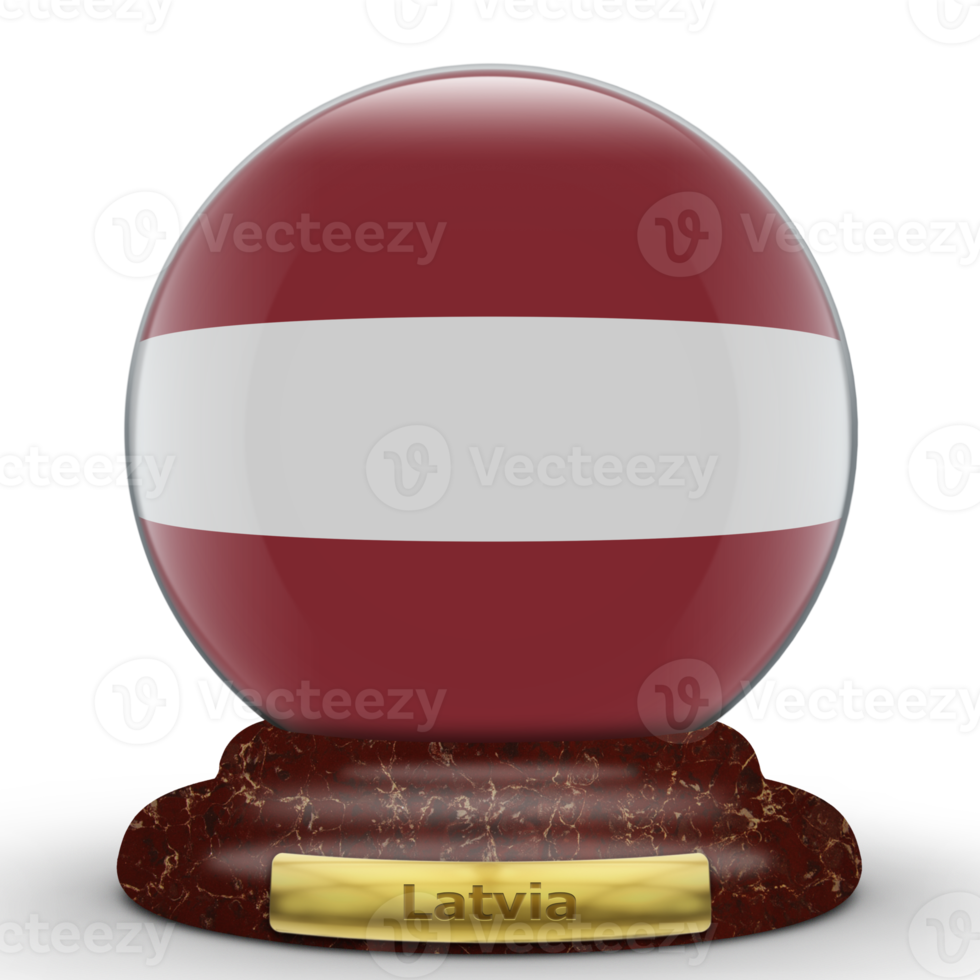 3D Flag of Latvia on globe background. png