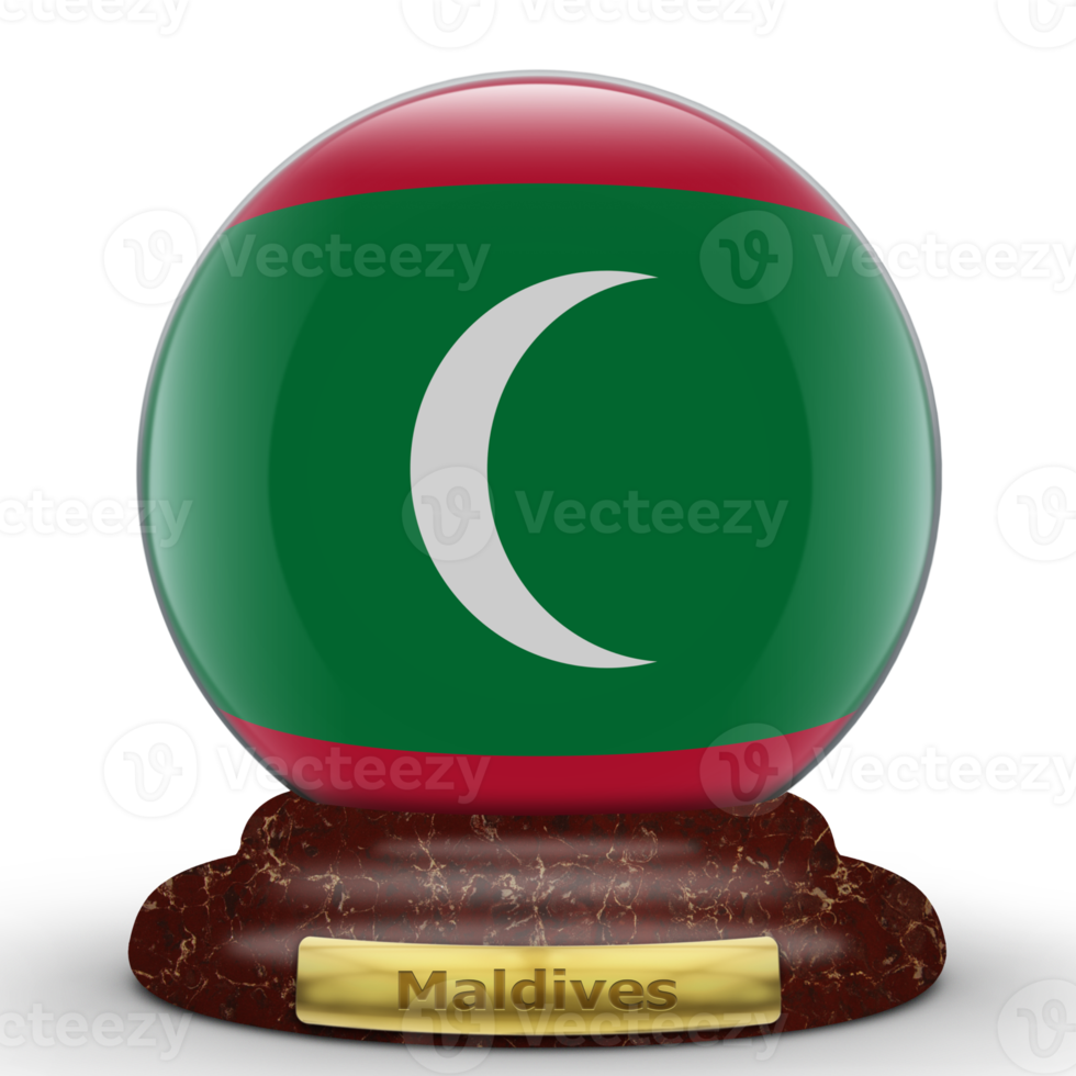 3D Flag of Maldives on globe background. png