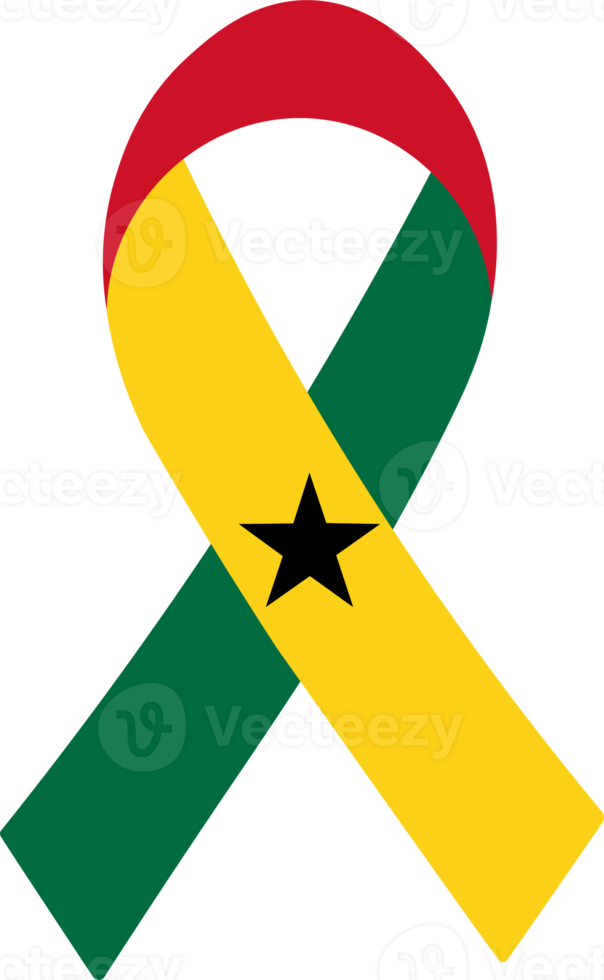 3D Flag of Ghana on a fabric ribbon. png