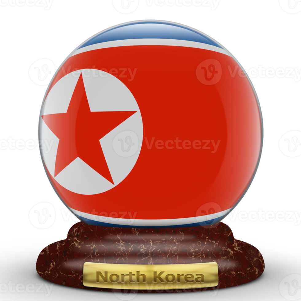 3D Flag of North Korea on globe background. png