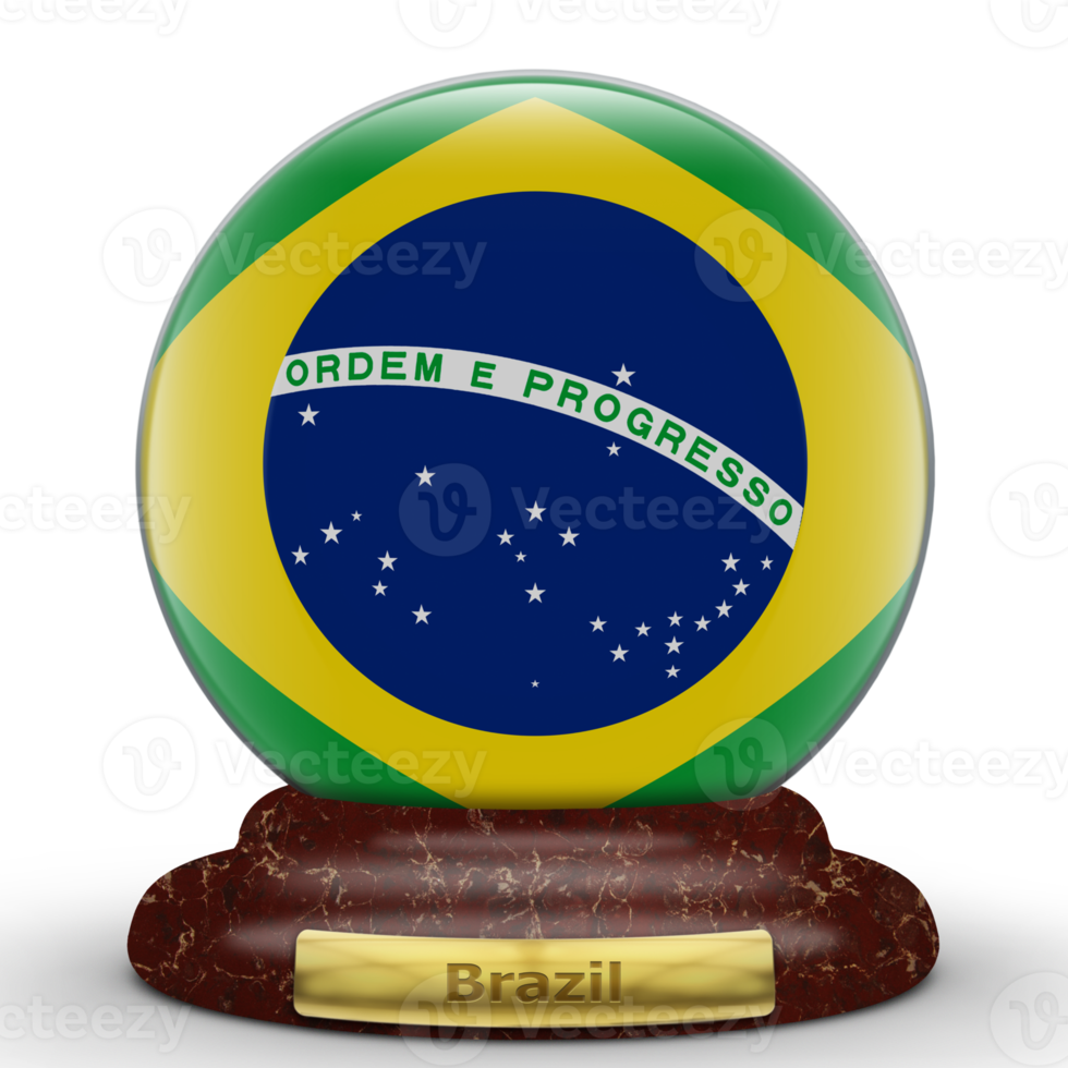 Bandera 3D de Brasil en el fondo del globo. png