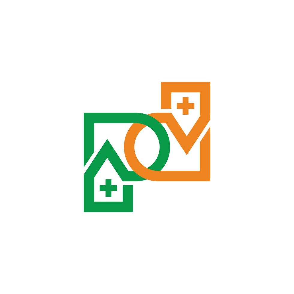 letter pd linked plus medical colorful logo vector