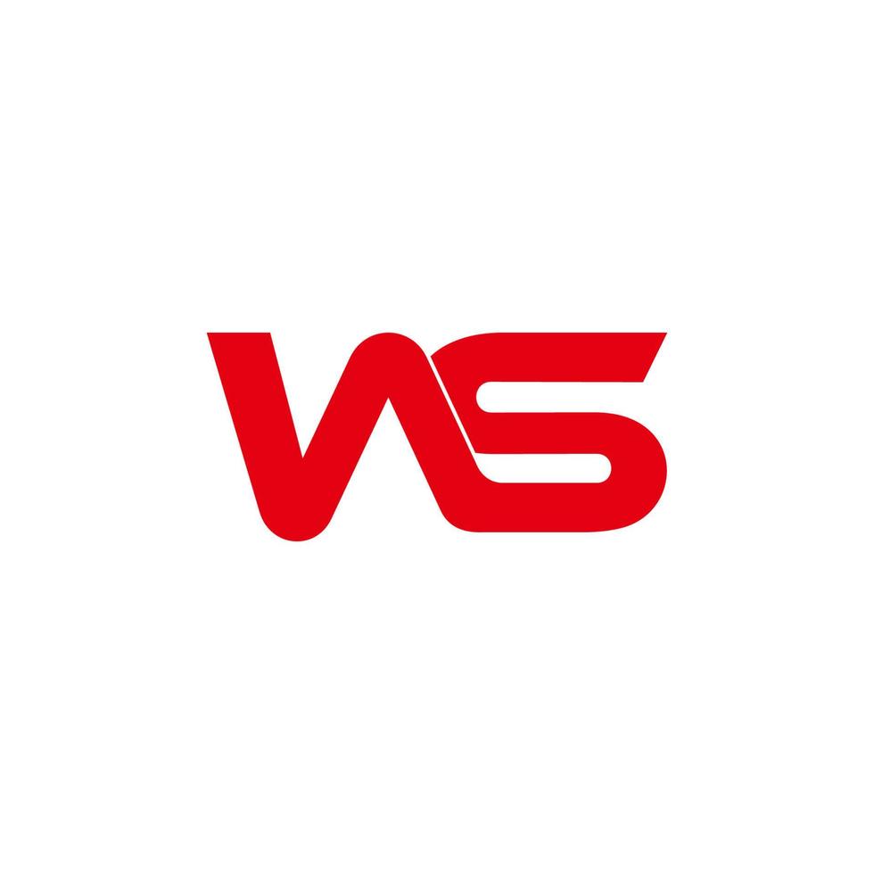 letter ws simple linked overlapping flat design symbol logo vector