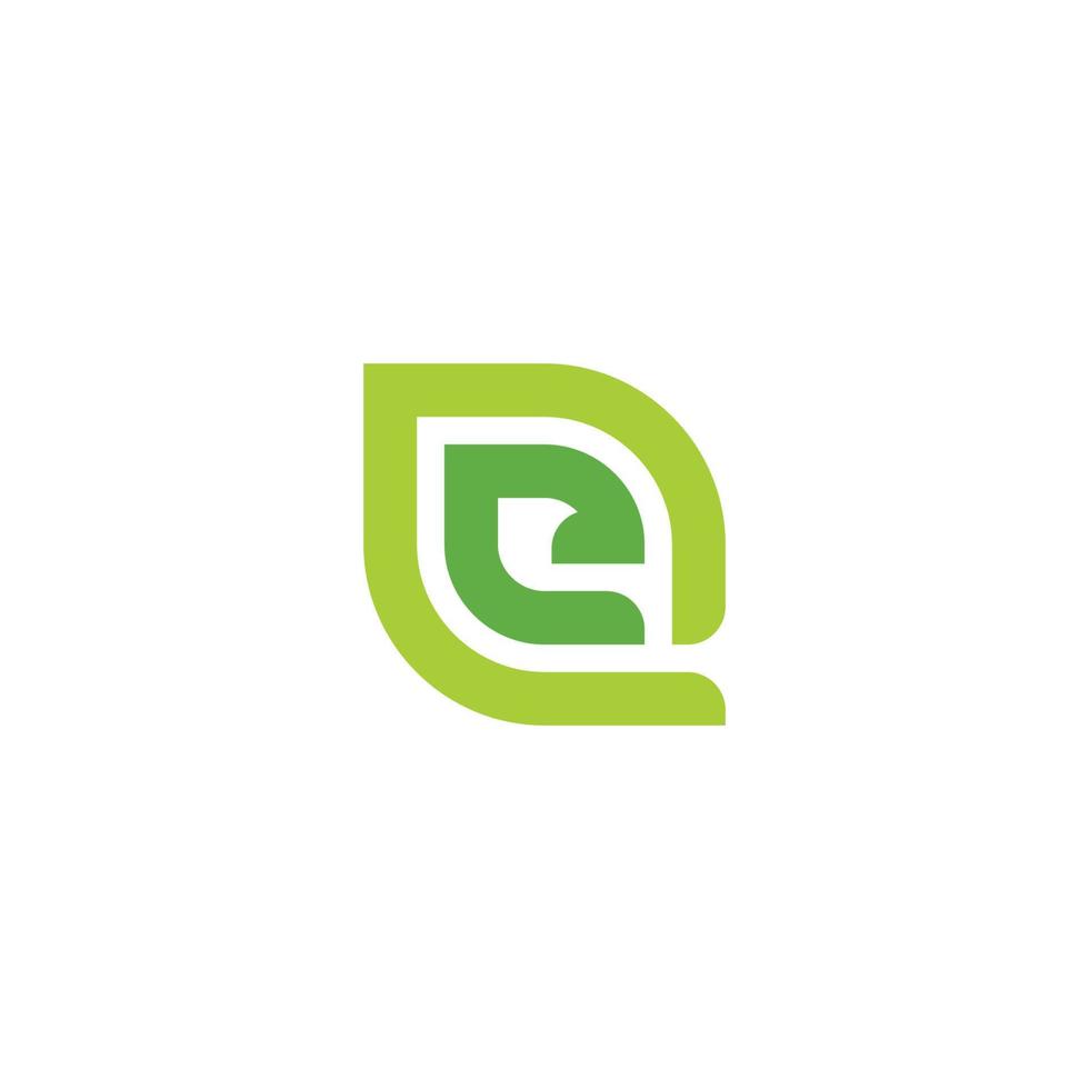 letter e geometric line leaf colorful logo vector