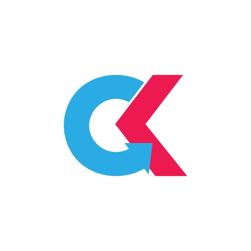 letter ck linked arrow simple logo vector