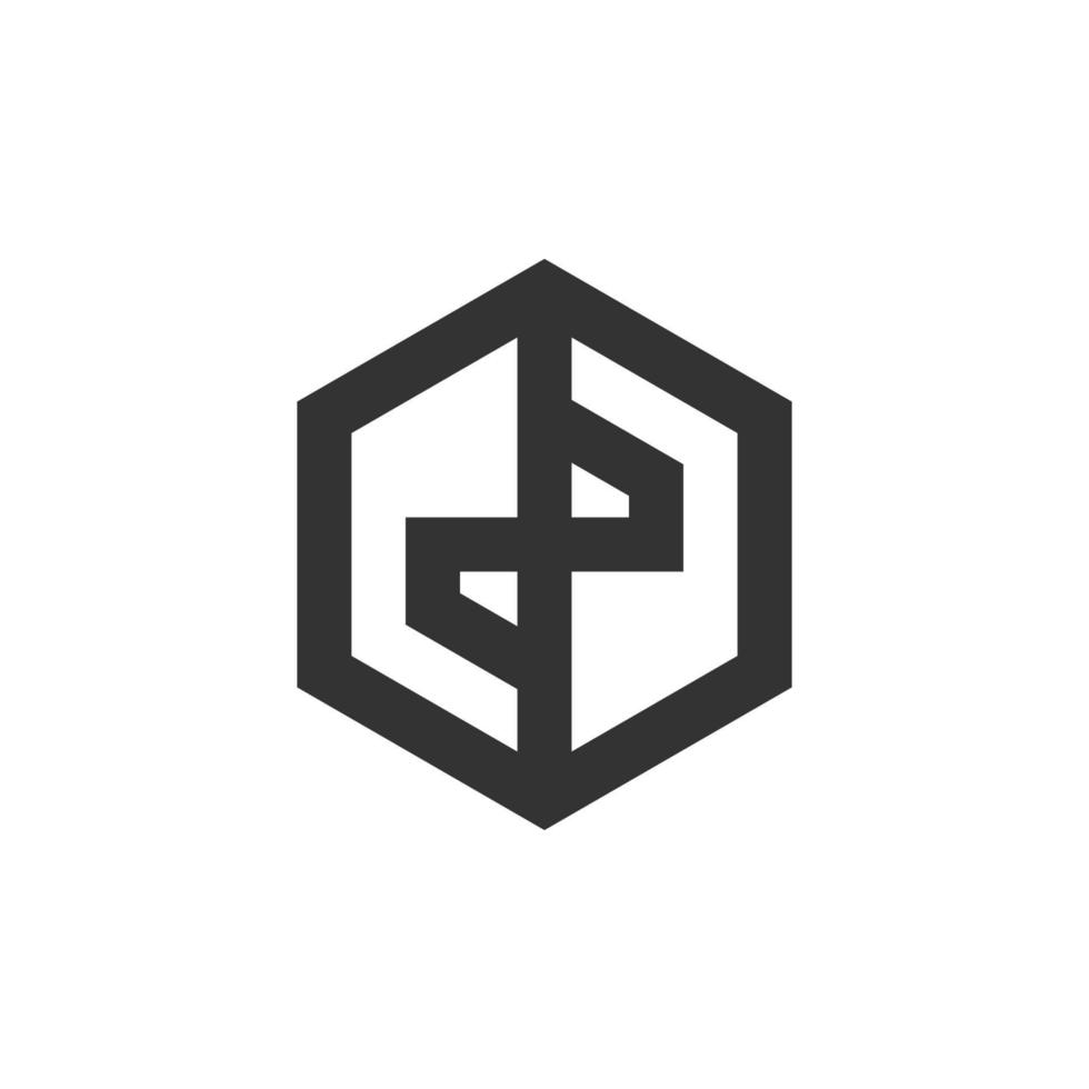 abstract letter dp line geometric hexagonal logo vector