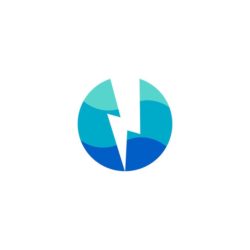 thunder circle negative space energy waves symbol logo vector