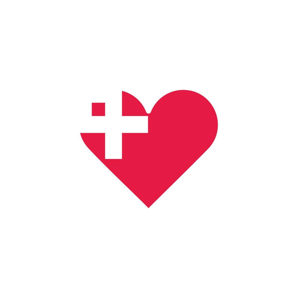 love healthy plus medical negative space design symbol logo vector