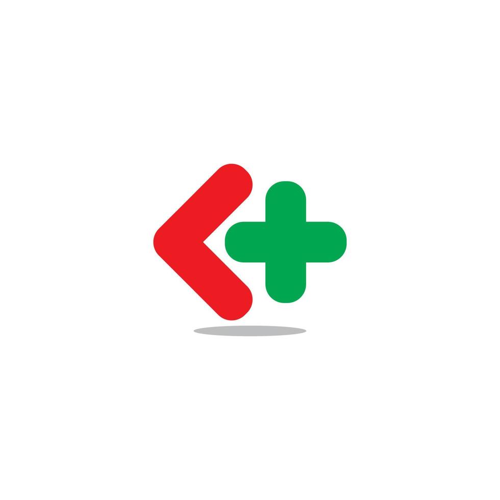 letter k plus medical logo vector