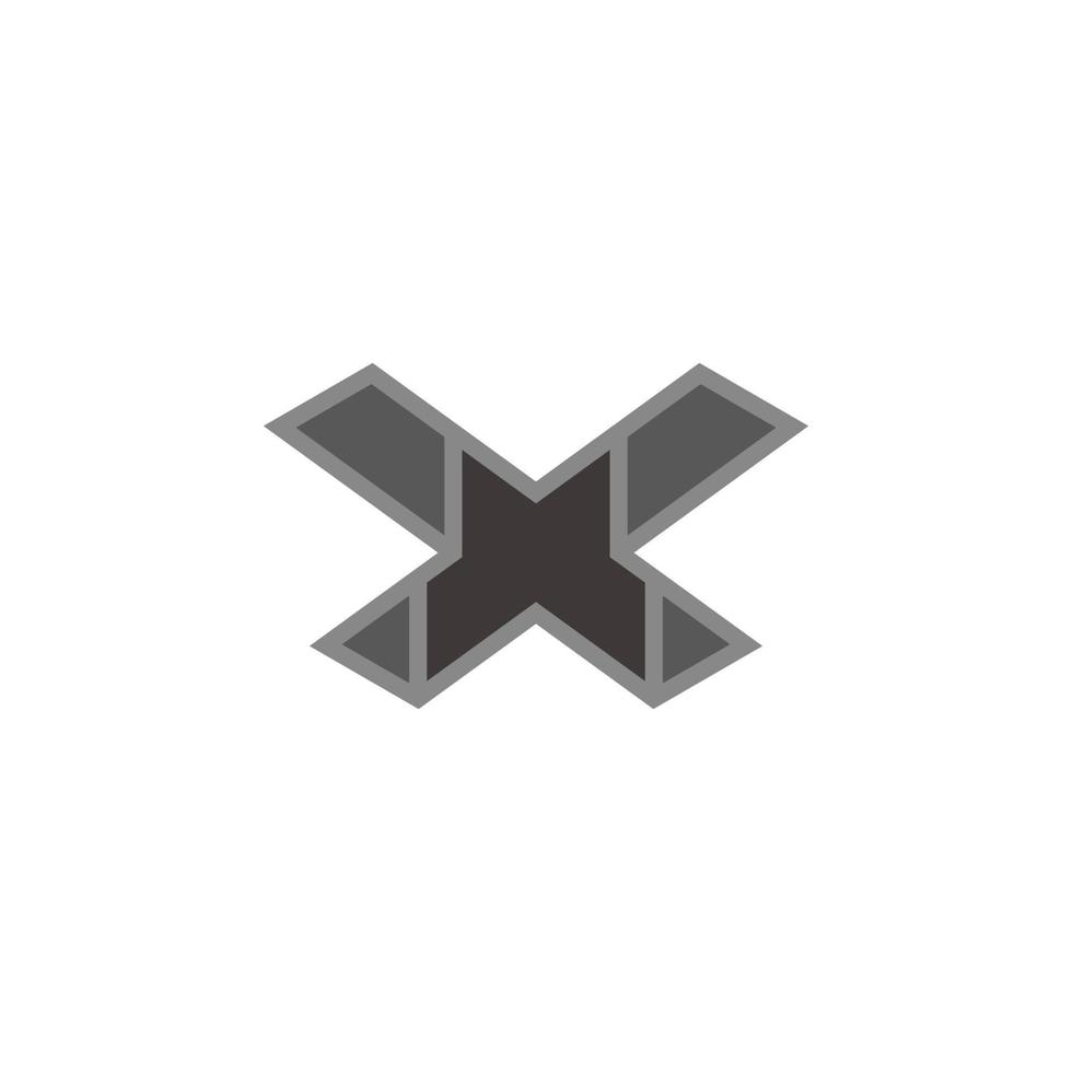 letter x up design outline geometric 3d flat logo vector