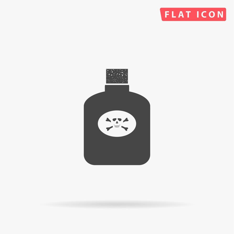 Bottle of poison. Simple flat black symbol with shadow on white background. Vector illustration pictogram