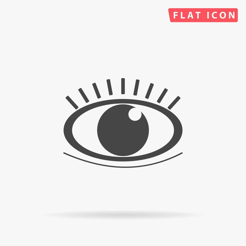Human eye. Simple flat black symbol with shadow on white background. Vector illustration pictogram