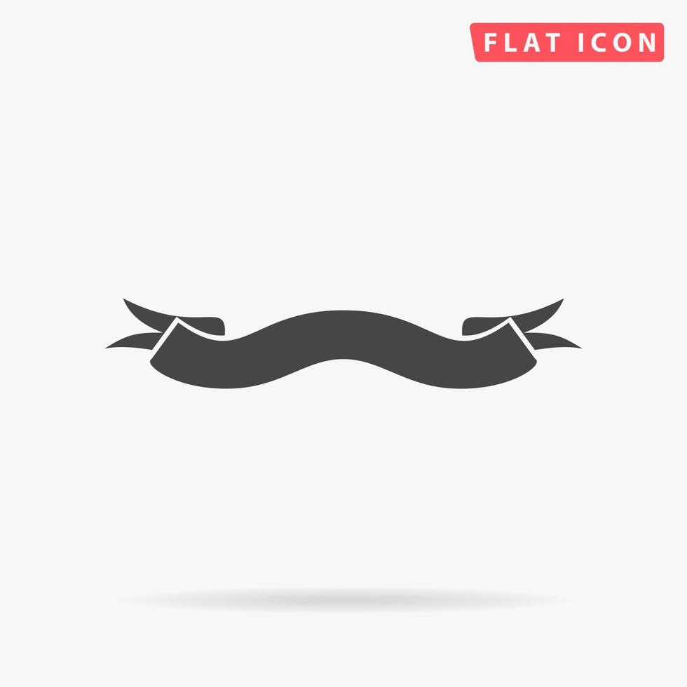 Ribbon. Simple flat black symbol with shadow on white background. Vector illustration pictogram