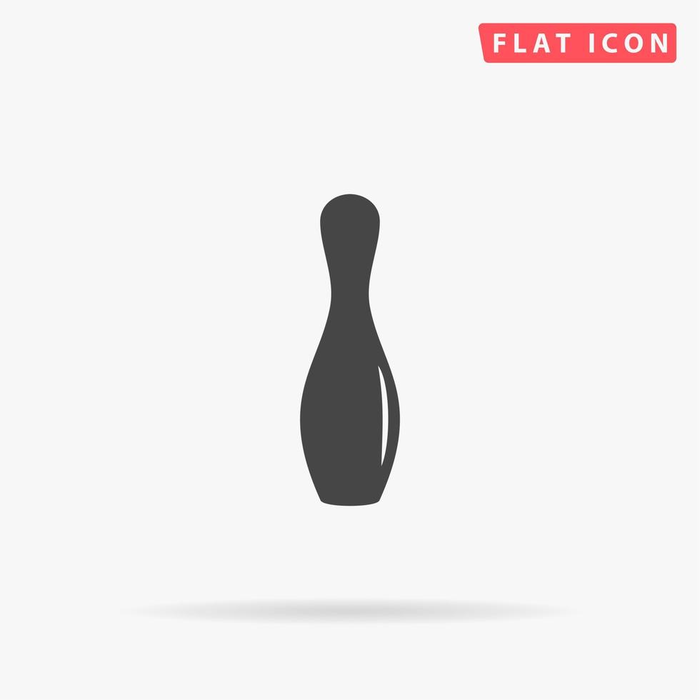 Skittle pin - sport. Simple flat black symbol with shadow on white background. Vector illustration pictogram