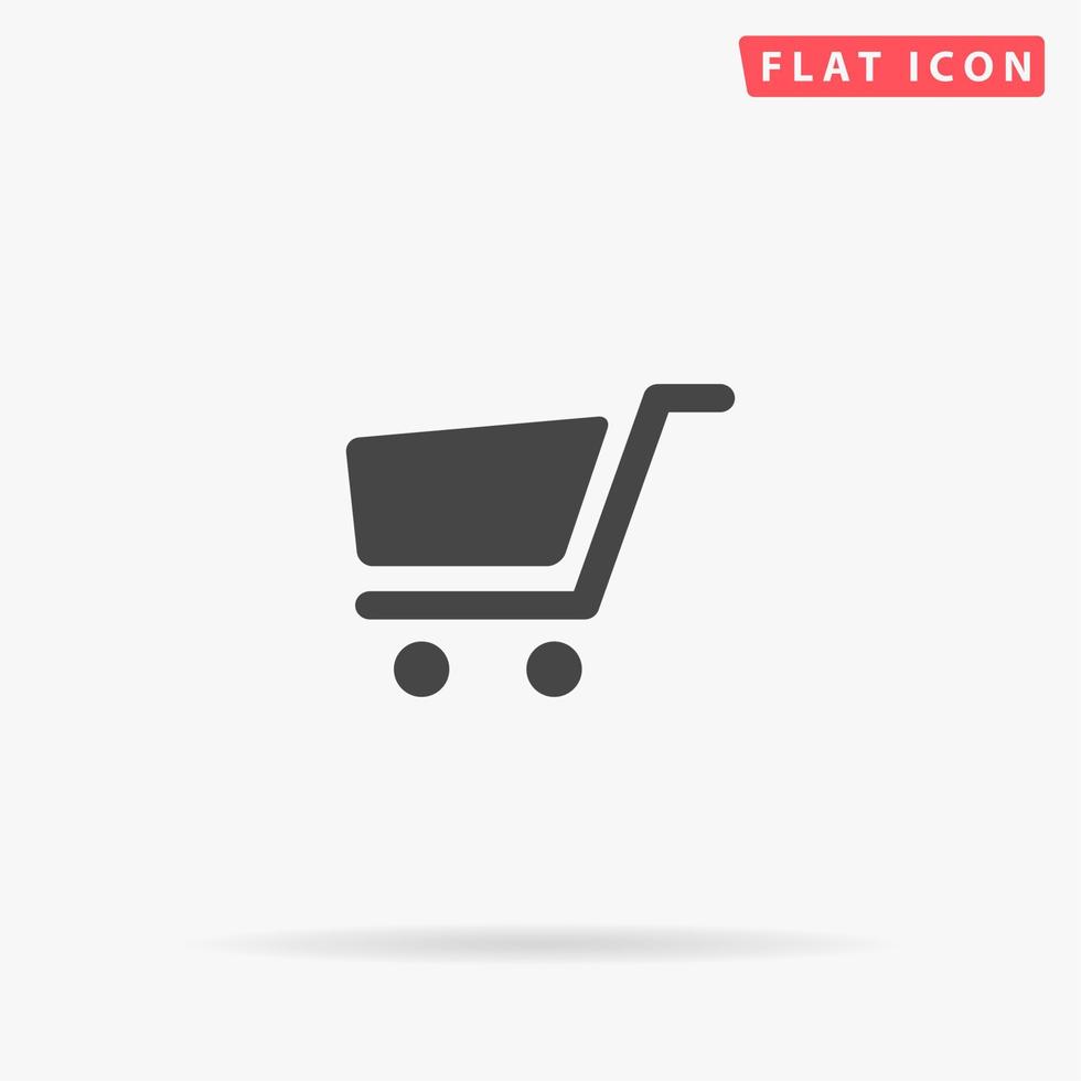 Simple shopping cart. Simple flat black symbol with shadow on white background. Vector illustration pictogram