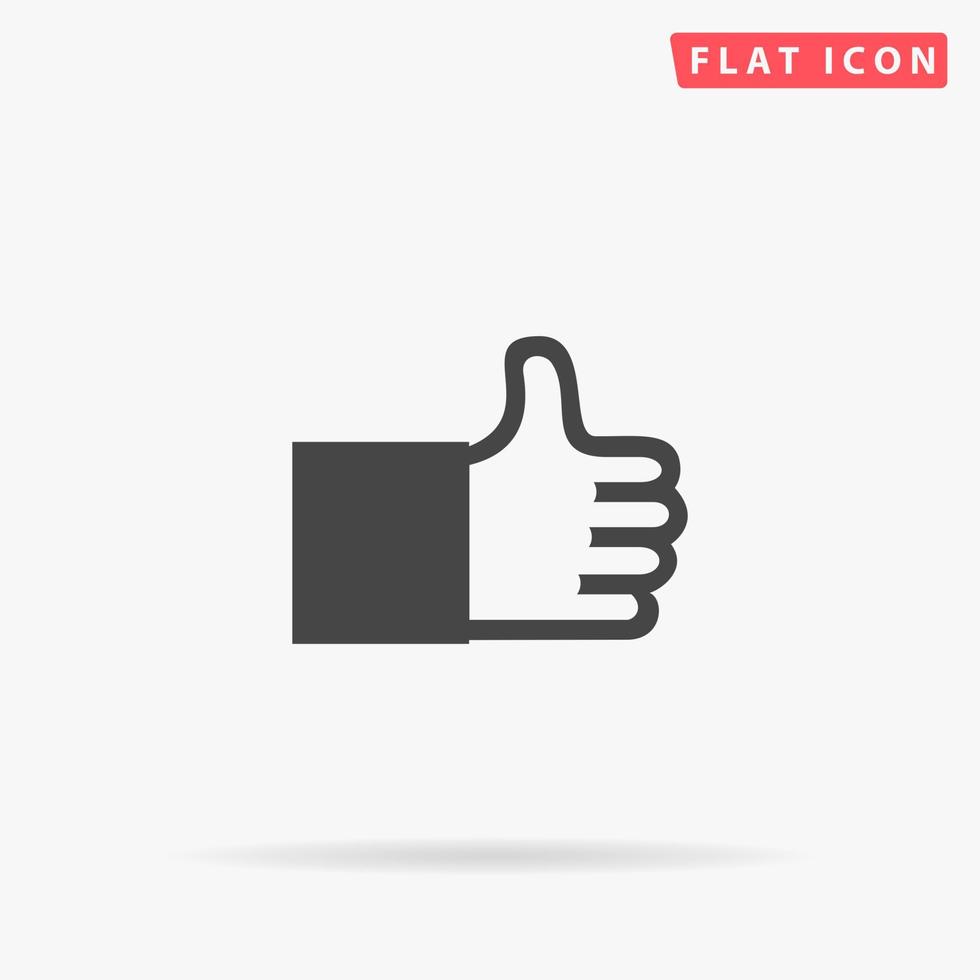 Thumb up. Simple flat black symbol with shadow on white background. Vector illustration pictogram