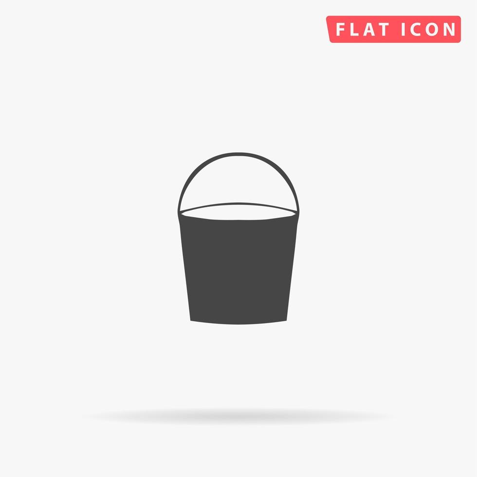 Bucket. Simple flat black symbol with shadow on white background. Vector illustration pictogram