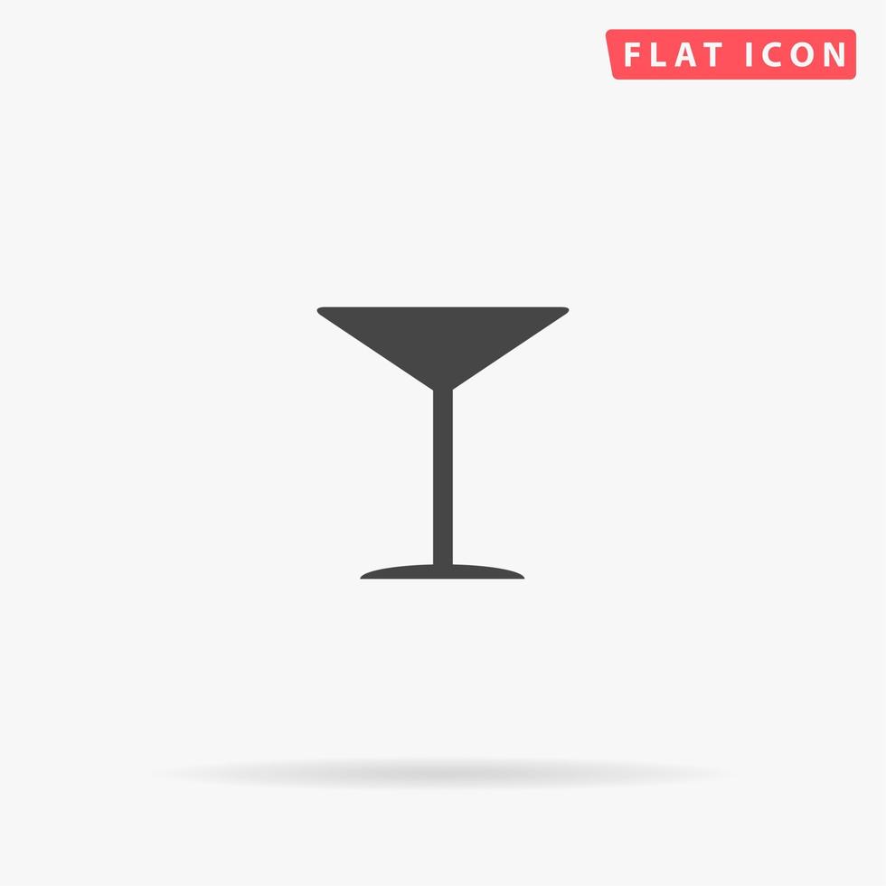 Martini glass. Simple flat black symbol with shadow on white background. Vector illustration pictogram