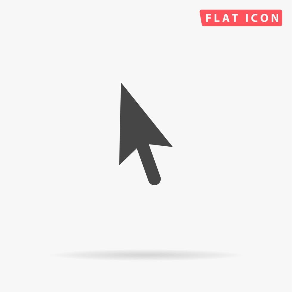 cursor de flecha del ratón. simple símbolo negro plano con sombra sobre fondo blanco. pictograma de ilustración vectorial vector