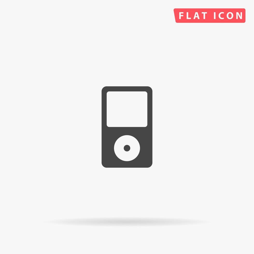 Portable media player. Simple flat black symbol with shadow on white background. Vector illustration pictogram